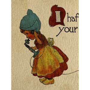 Antique 1913 Ephemera Posted Signed Postcard Barton & Spooner Dutch Girl Boy
